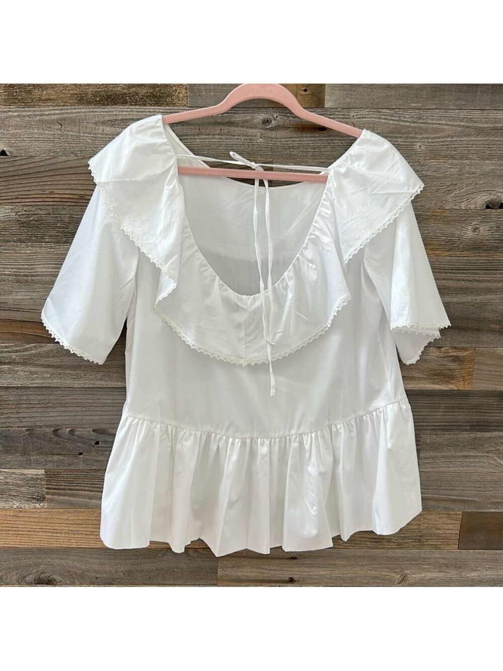 Harshman Amoret Peplum Blouse in White Size XS 100% Cotton NWT - Picture 4 of 11